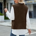 thumbnail image 7 of Olyvenn Women Loose V-Neck Sweater Vest, Sleeveless Cable Knit Casual Crop Sweaters Pullover Lightweight Comfy Daily Vest Tops Brown M, 7 of 7