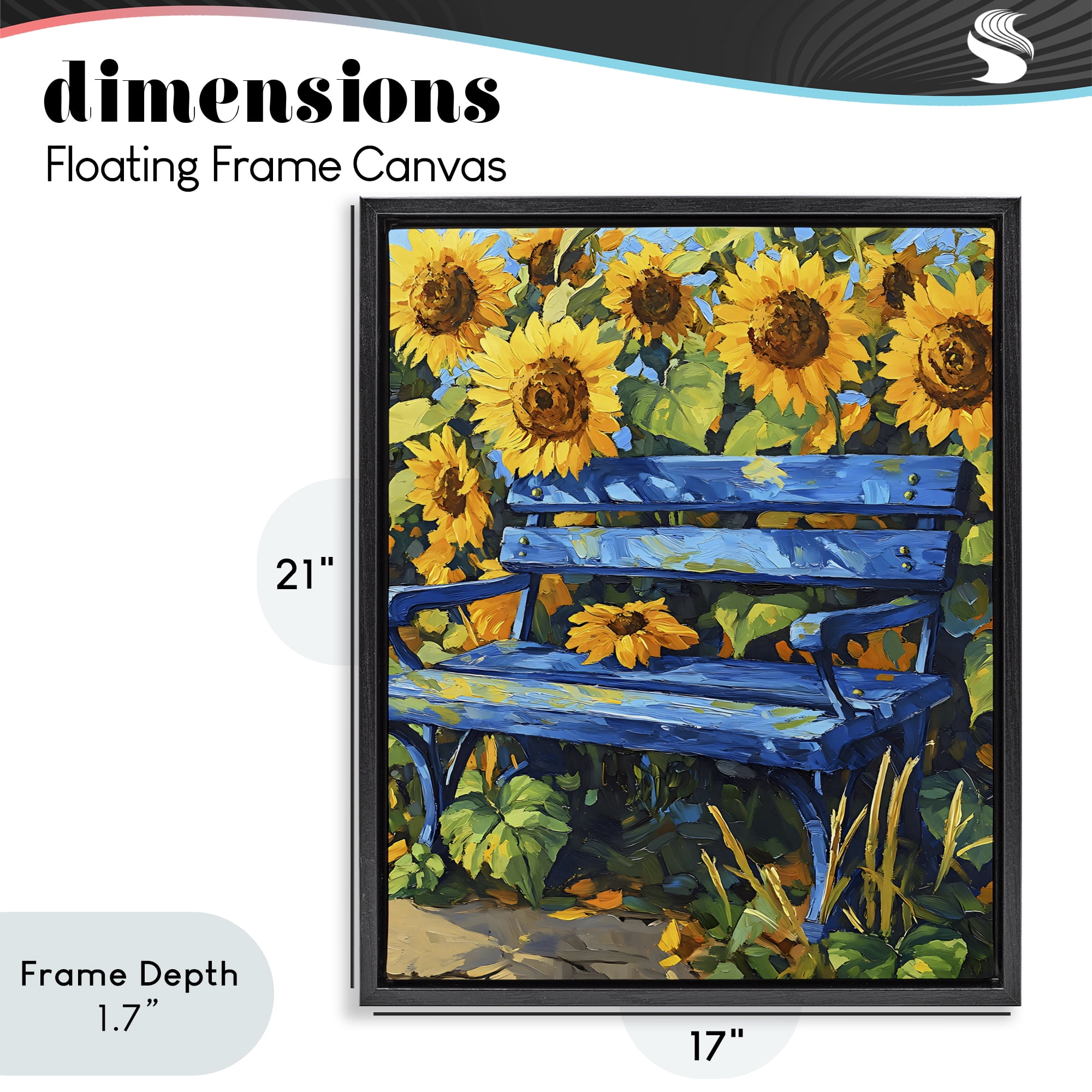 Stupell Industries Bench in Sunflower Field Black Framed Floater Canvas Wall Art, design by Creative Studio