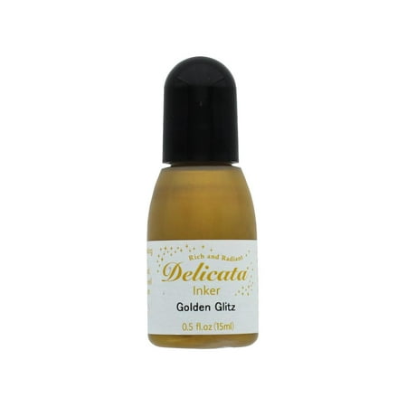 UPC: 0712353721913 | Tsukineko Delicata Pigment Ink Refill Golden Glitz