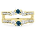 thumbnail image 2 of Dazzlingrock Collection 0.80 Carat (ctw) 14K Blue & White Diamond Wedding Band 3 Stone Guard Ring 3/4 CT, Yellow Gold, Size 4, 2 of 4