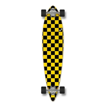 Yocaher Pintail Longboard Complete Checker Yellow
