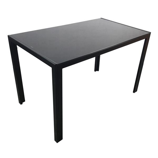 Wulawindy Simple Assembled Tempered Glass & Iron Dinner Table Black