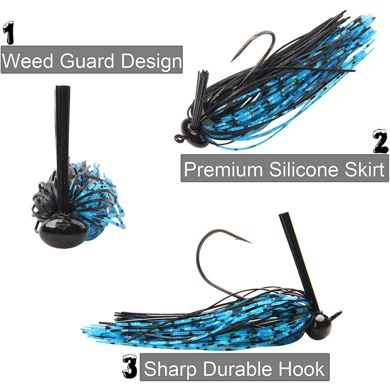 6PCS Bass Weedless Football Jig Set Fishing Lure for Bass Hooks Jig Heads  Assorted Color Silicone Skirts Rubber Skirts Artificial Baits Weight  0.35oz/0.42oz/0.6oz, Jigs -  Canada