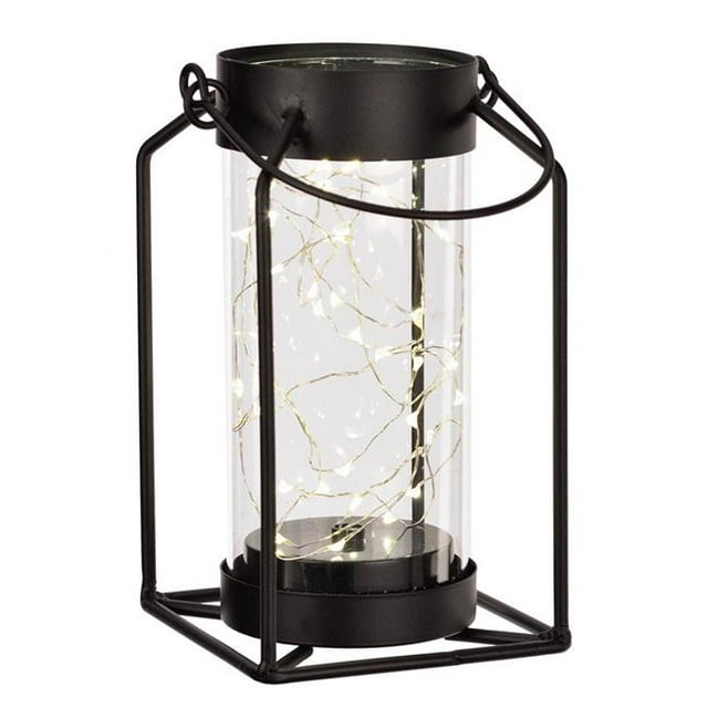 Paradise Lighting 8015883 LED Glass & Metal Lantern, Black