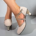 thumbnail image 4 of Women Dance Shoes 2.2" Ankle Strap Latin Dancing Heels Shining Glitter Stiletto Heels -Type H Beige US Size 8.5, 4 of 8