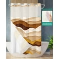 thumbnail image 2 of No Hook Shower Curtain with Snap in Liner, Gradient Ocean Waves Brown Orange Gradient Waves Hotel Shower Curtains for Bathroom, Washable Shower Curtain Liner Set with Mesh Top Window, 54"x78", 2 of 6