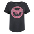 thumbnail image 1 of Wonder Woman - Camiseta Emblema Desgastado para Mujer (Gris Oscuro Jaspeado, Rosa), 1 of 3