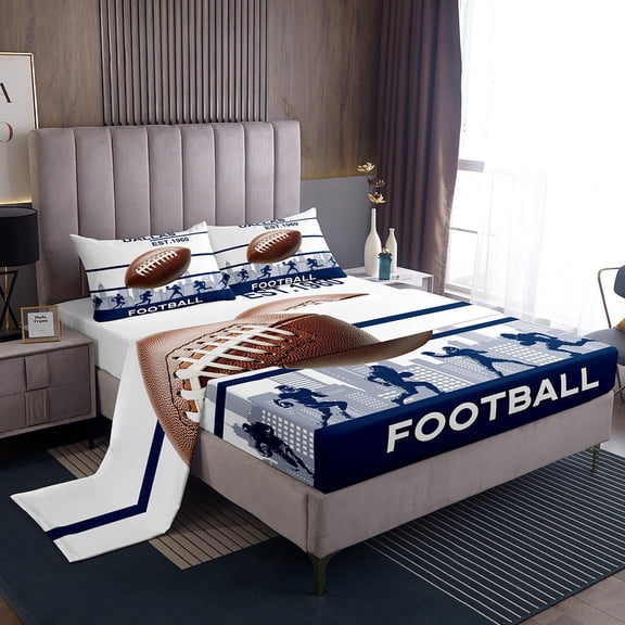 Erosebridal Vintage Rugby Twin Sheet Sets, Eat Sleep Bedding Twin Size, Football Theme Decor 3 Pieces
