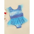 thumbnail image 3 of TSEXIEFOOFU Baby Girls One-piece Swimsuit Toddlers Sweet Style Creative Fish Scale Mesh Splicing Sleeveless Swimwear, 3 of 9