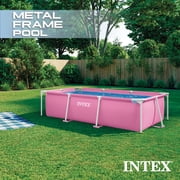 INTEX Rectangular Frame 8ft 6in x 26in Above Ground Swimming Pool with Flow Control Valve