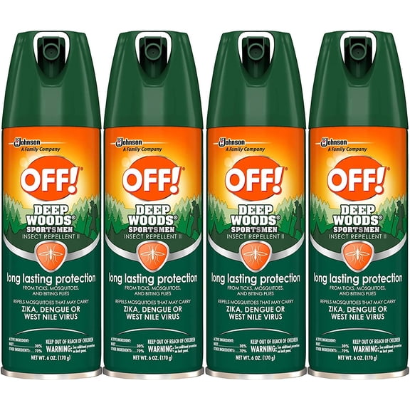 OFF! Sportsmen Deep Woods Insect and Mosquito Repellent II, Long Lasting Protection, Bug Spray 6 oz. Pack of 4