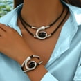 thumbnail image 3 of 2 Pcs/Set Necklace Bracelet Set Sparkling Rhinestones Inlaid Jewelry Set Adjustable Length Necklace Bracelet Set, 3 of 8