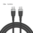 thumbnail image 1 of Sidaley Cable de carga rápida de protección de cobertura de 1/2 m 60/100 W (máx.) Cable de tipo C Cable de datos trenzado de nailon para Teléfono y Comunicación negro 1M 100W, 1 of 1