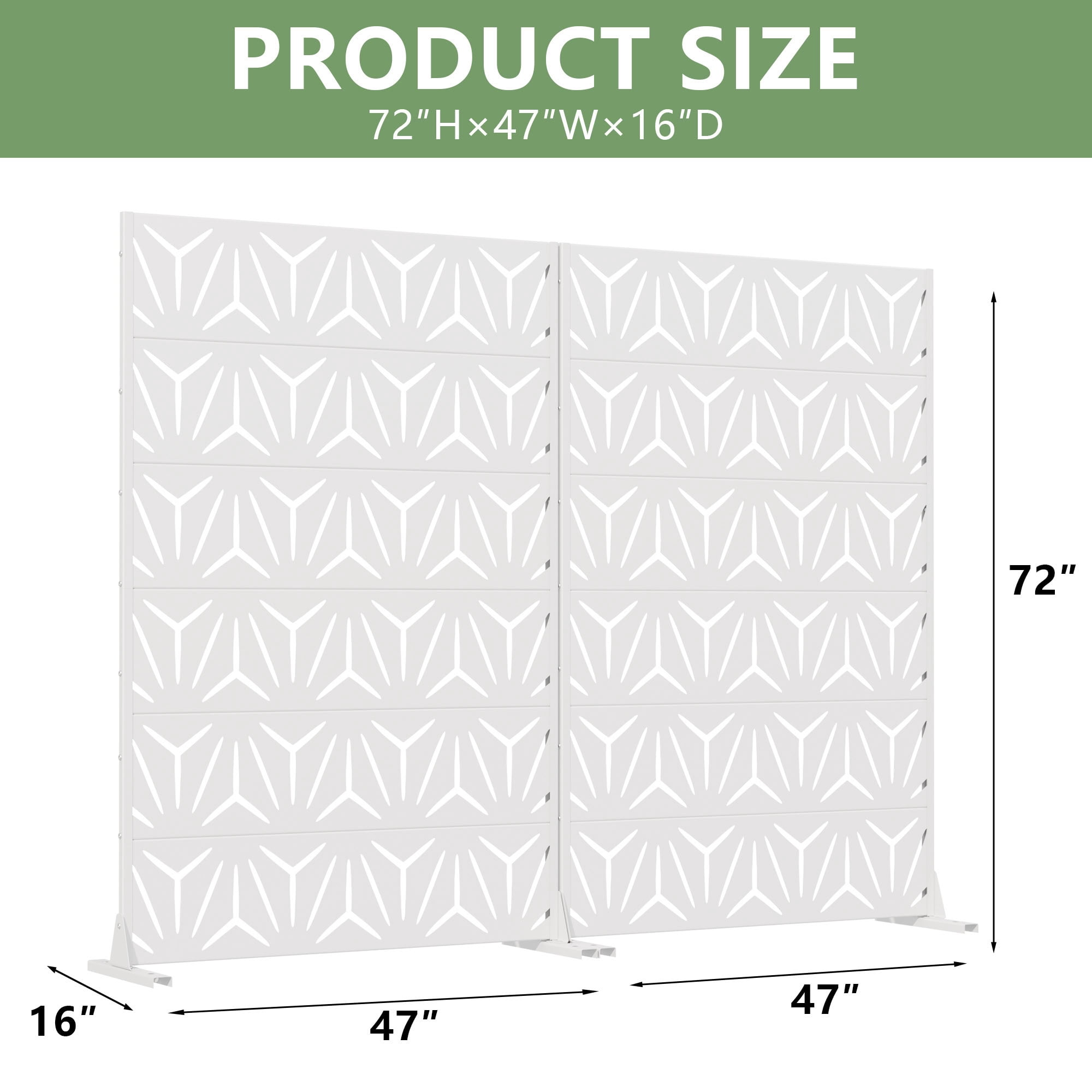 MAYEERTY 6 Panels Metal Outdoor Privacy Screen Garden Divider Patio Backyard Decorative Privacy Fence 2Pcs, 72×47.2×15.7in