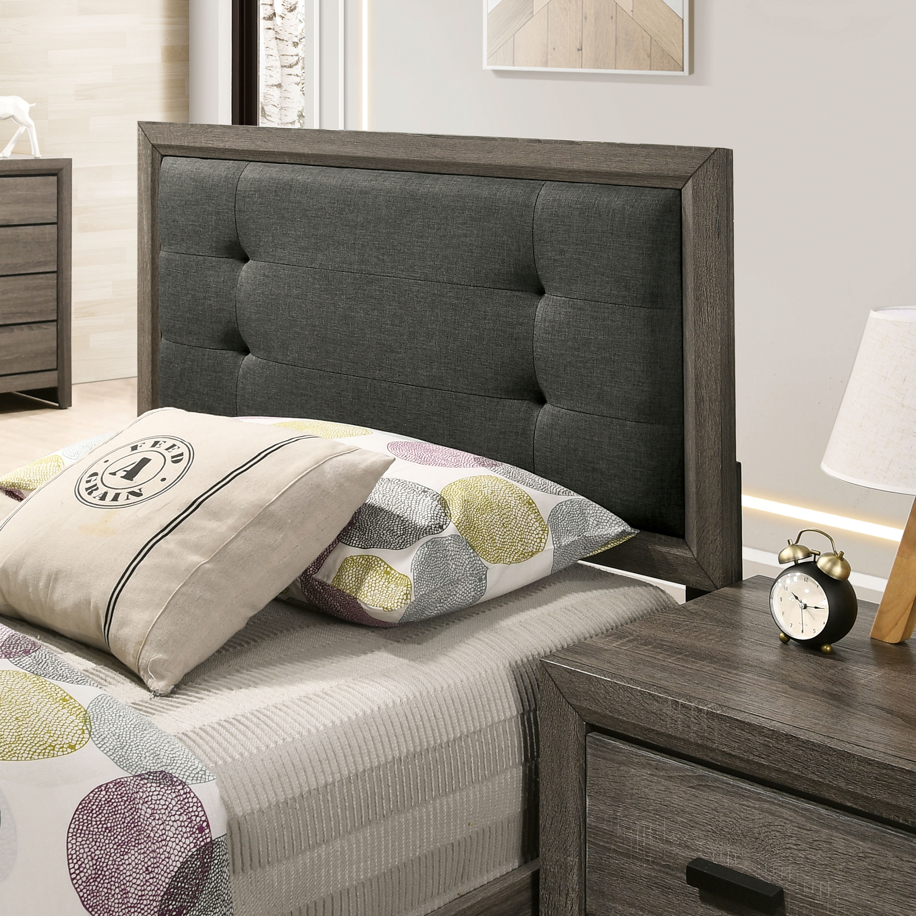Furniture of America Jaq Wood Gray and Charcoal Twin Panel Kids Bed