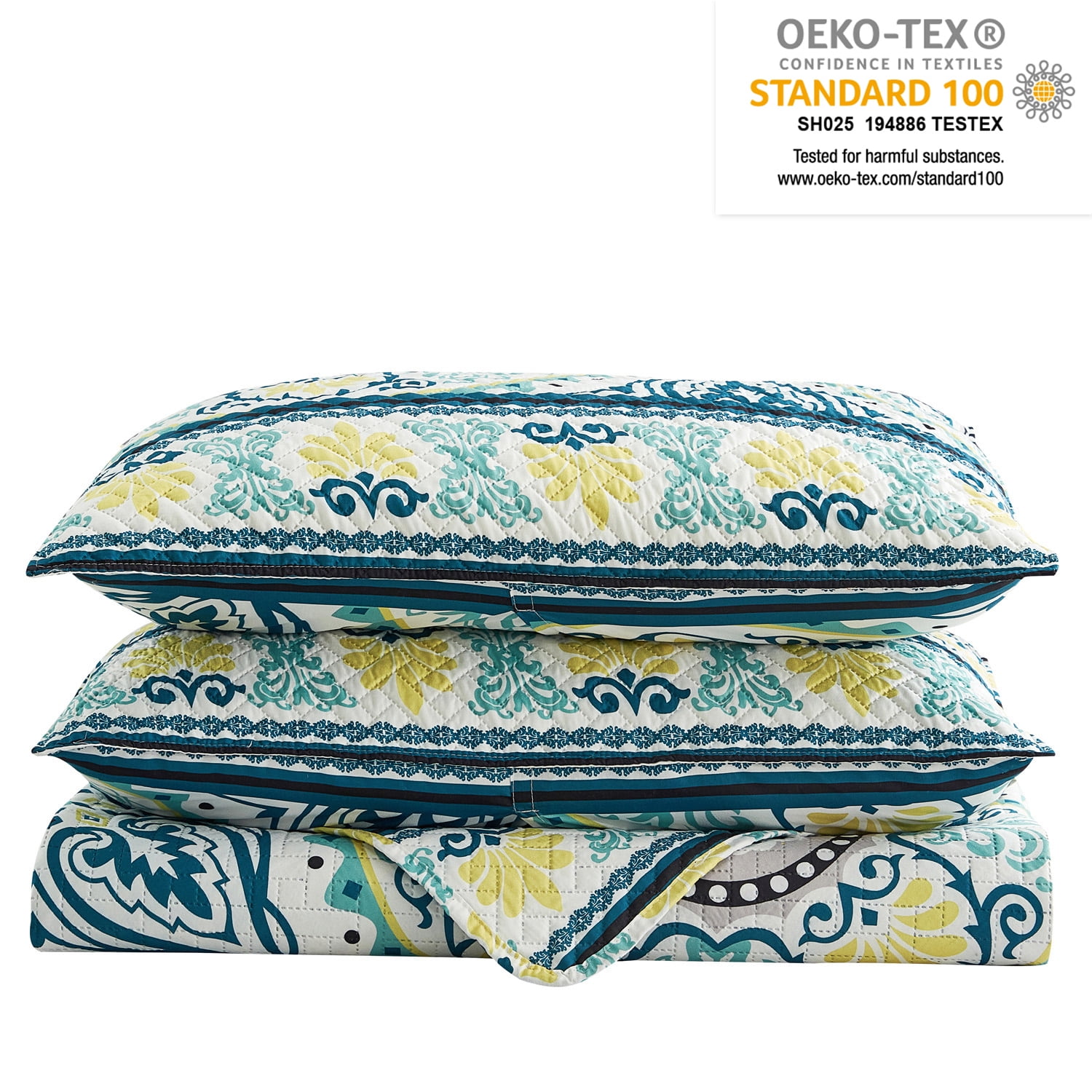 JML Quilt Set, King, Atrovirens & Yellow, 3 Piece