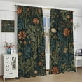 thumbnail image 3 of Retro Floral Curtains,Vintage Colorful Flower Plant Leaves Print Blackout Window Treatments,Rod Pocket Thermal Insulated Drapes 2 Panel Sets for Bedroom Living Room Kitchen-42"W x 72"L (Pack of 2), 3 of 7