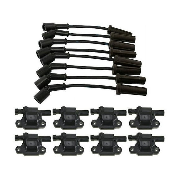 Ignition Coil and Spark Plug Wire Set 9 Piece - Compatible with 2009 - 2014 Chevy Tahoe 2010 2011 2012 2013