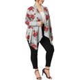thumbnail image 2 of Cárdigans de talgrande pamujer, parte delanteabierta, mangas 3/4, estampado de búho, chaquetas pacubrir gris rojo 4X, 2 of 6