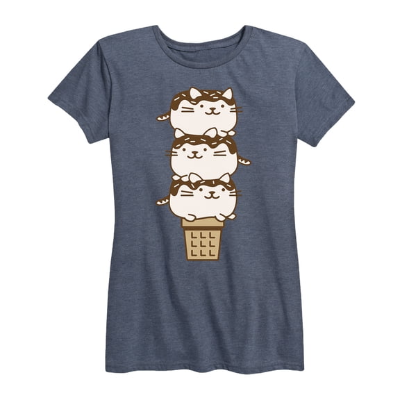 Instant Message - Kawaii Ice Cream Cats - Women's Short Sleeve Graphic T-shirt