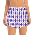 thumbnail image 2 of Lsque Purple argyle Printed Women's Running Shorts with Liner Pockets,Elastic Quick Dry Workout Athletic Gym Yoga Shorts,Womens High Waist Shorts-XX-Large, 2 of 7