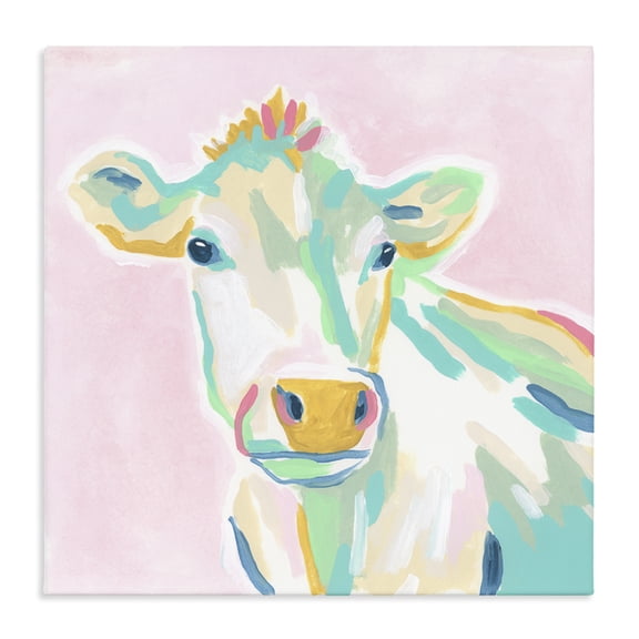 Stupell Industries Contemporary Pastel Cow Canvas Art, 24 x 24, by June Erica Vess