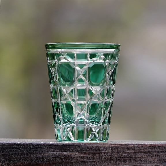 Colored Edo KirikEdo Kiriko Whisky Cup Hand-blown and Hand-carved Pink Crystal Glass with Exquisite Gift Box And Precise Packaging