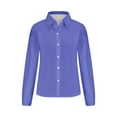 thumbnail image 5 of AXXD Womens Business Casual Tops Purple Basic Summer 2024 Solid Color Casual Everyday Single-breasted Long-sleeved Shirt Tops, 5 of 5