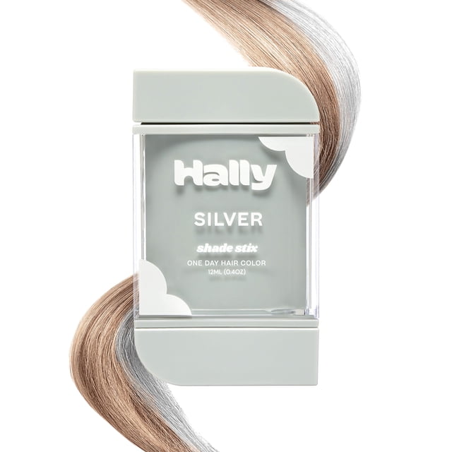 Hally Hair Color temporal para el cabello Shade Stix (plateado) - 12 ml de tiza para el cabello lavable para niños, adolescentes y adultos - Un día de color para festivales, eventos deportivos y fiest