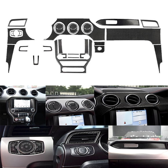 Yassdwbn 30PCS/Set Black Car Full Set Interior Decoration Trim Kit For Ford Mustang 2015+