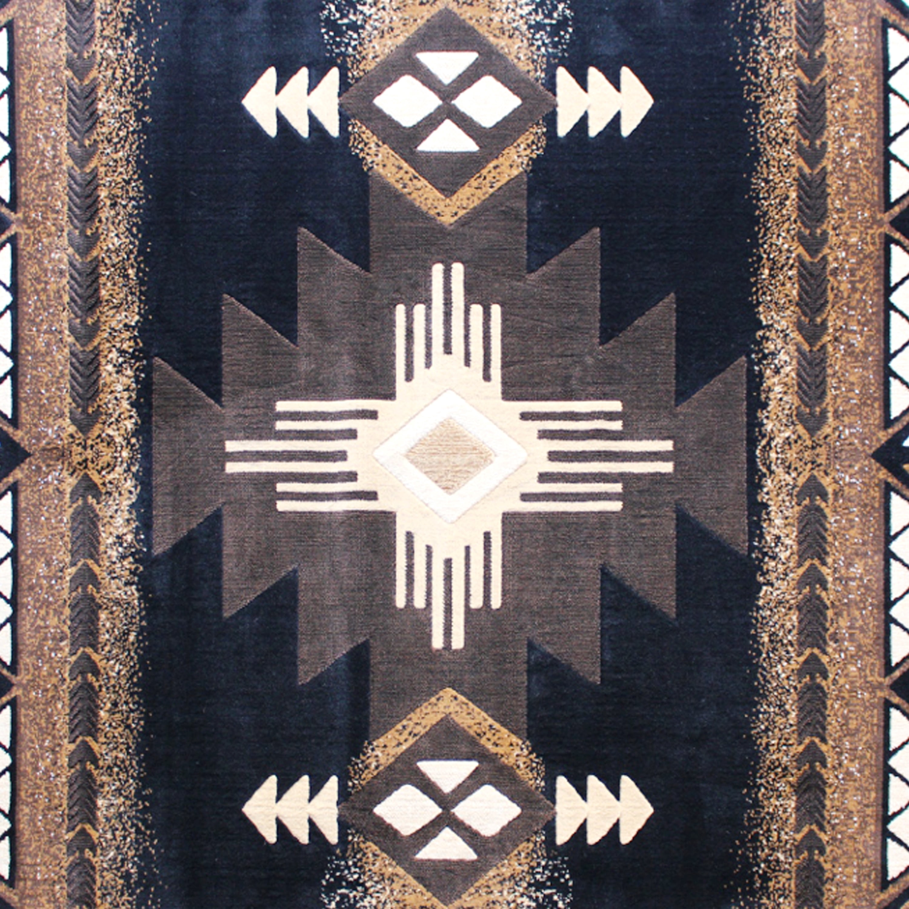 BizChair South West Native Area Rug Design C318 Black (8 Feet X 10 Feet)
