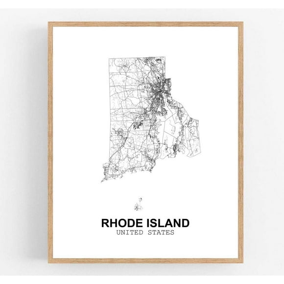 Eleville 11X14 Unframed Rhode Island United States Country View Abstract Road Modern Map Art Print Poster Wall Office Home Decor Minimalist Line Art Hometown Housewarming wgn196