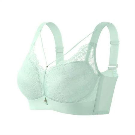 Value Buy: Bras for Women No Underwire  Sujetadores para mujer sin aros  Woman s Lace Embroidered Glossy Comfortable Breathable Bra Underwear No Rims SOPATENOR Green 44