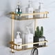thumbnail image 1 of No Drilling Shower Shelf, Square Bathroom Shelf Wall Shelf for Bathroom Storage Small Wall Mounted Shower Basket with Hooks (2 Tiers, Champagne Gold), 1 of 5