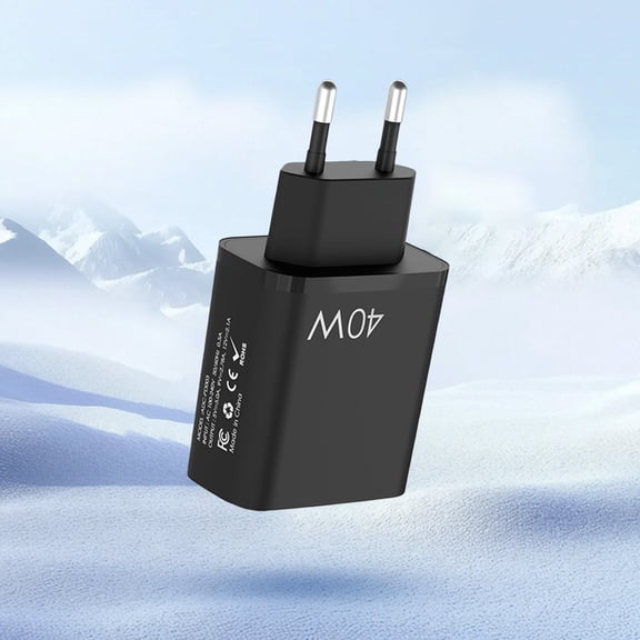 40W 2U+2C Multi Port Fast Charger, EU UK US Universal Plug, PD QC Wall Power Multi-Port Travel Charger Block for Cell Phones, Tablets, Earbuds, Portable Chargers