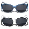 thumbnail image 2 of 2 Pairs of Womens Fully Magnified Outdoor Reading Sunglasses - Full Tint Readers - Oversized Leopard Jackie O Vintage +1.75, 2 of 3