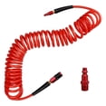 thumbnail image 1 of Manguera de Aire de 1/4 Pulg. X 25 Pies con Limitadores de Curvatura, Manguera de Compresor con Acoplador Rápido Universal Industrial de 1/4 Pulg. y Kit de Conector, 1 of 5