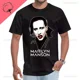 thumbnail image 3 of Verano Marilyn Manson Retro lavado Homme Unisex algodón Tops Primer plano adulto camiseta rana deriva moda desgaste ropa de calle camiseta, 3 of 5