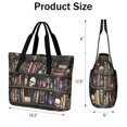 thumbnail image 3 of Tote Bag for Women - Black Halloween Skull Book Pattern Shoulder Bag - Large Utility Work Duffle Bag with Zipper Handbag for Travel, Work, Sprots, 3 of 5
