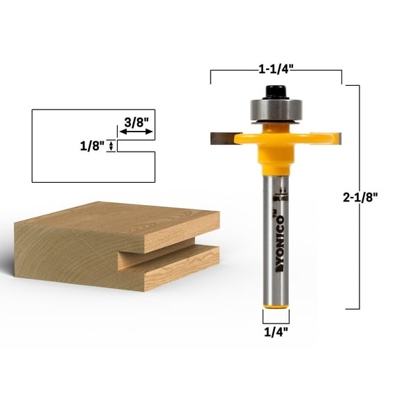 1/8" Height X 3/8" Depth Slot Cutter Router Bit - 1/4" Shank - Yonico 14081q