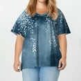 thumbnail image 3 of XADYUY Plus Size Tops for Women Short Sleeve Summer Shirts Leaf Print Blouses V Neck Shirt Casual Loose Fit Tunic Tops,XL Royal Blue, 3 of 4