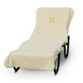 thumbnail image 1 of Luxury Hotel & Spa Monogrammed Pool Chaise Lounge Cover, Block Letter Embroidered Towel - Extra Absorbent 100% Turkish Cotton- Soft Terry Finish - Hotel-Style, Standard Size - Beige - Gold Letter R, 1 of 1