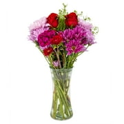 Fresh-Cut Mixed Mother's Day Flower Bouquet in Glass Vase, Minimum 15 Stems, Colors Vary