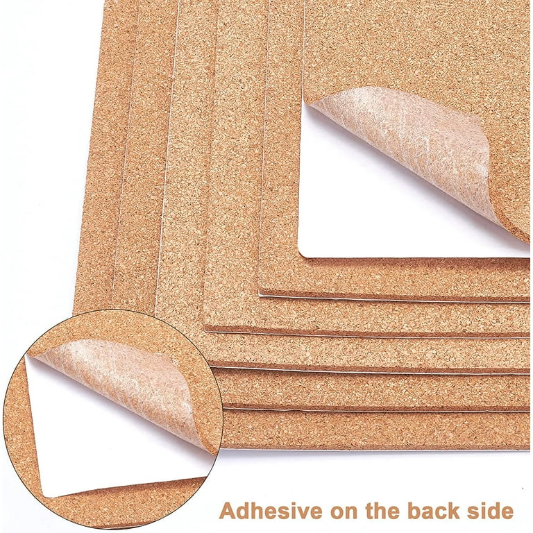 Adhesive Back Cork Sheet 6" X 6" Pack of 12