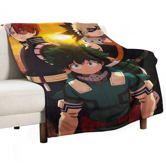 My Hero Blanket Academia Flannel Throw Blankets Soft Pile Cozy Plush Throw Blanket for All Seasons, 3D Printed Warm Blanket for Sofa Beds Home Decor