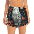 thumbnail image 2 of Balery Moon Flower White Owl Pantalones cortos deportivos para mujer con forro y dos bolsillos, elásticos, para entrenamiento, gimnasio, yoga-Medium, 2 of 7