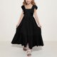 thumbnail image 3 of Odeerbi 4-15 Años de Las Niñas de Verano de Algodón de Lino Maxi Vestido Con Cuello Cuadrado de La Espalda de Arco Ruffle Tierrado Vestido de Línea A Para Las Vacaciones de La Playa de La Fiesta, 3 of 8