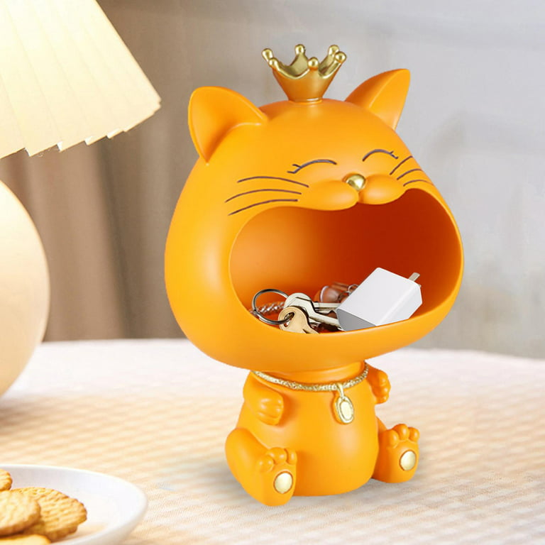 1pc Cat Kitty Eyeglass Holder Stand Cute Object For Desk Decoration (Orange)