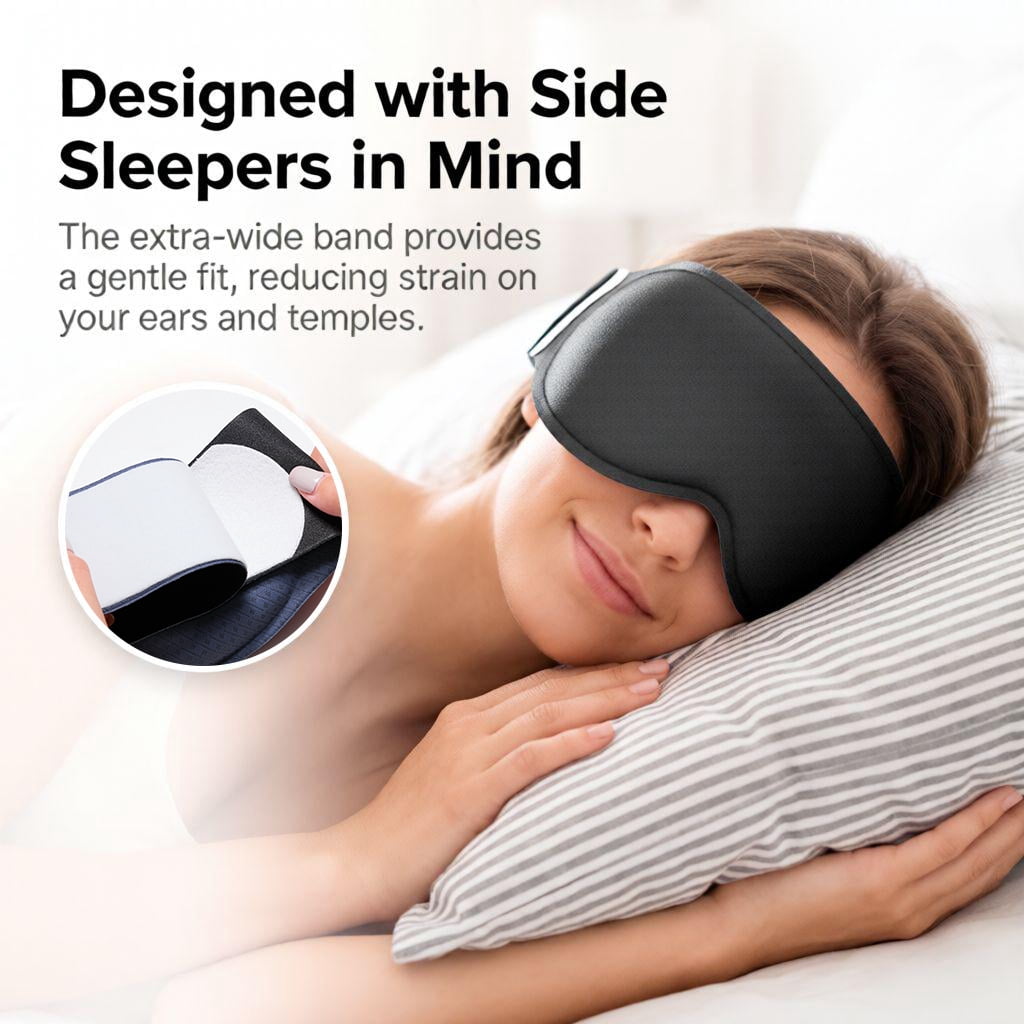 FACEMOON Weighted Sleep Mask 100% Blackout 3D Contoured for Men and Women Restful Sleep Experience Soft Memory Foam Zero Pressure Commute Black
