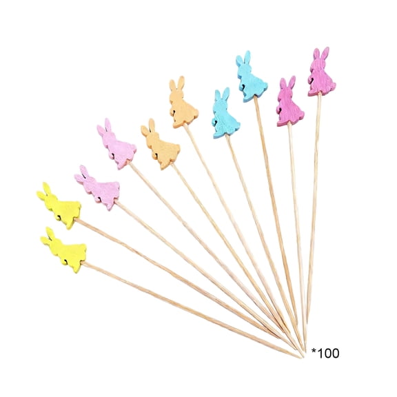 Uranda Easter Rabbit Skewers,Holiday Toothpicks for Appetizers,Cocktail Toothpicks Bamboo Sticks,Cocktail Appetizer Skewers Easter Decor 100 Pc B